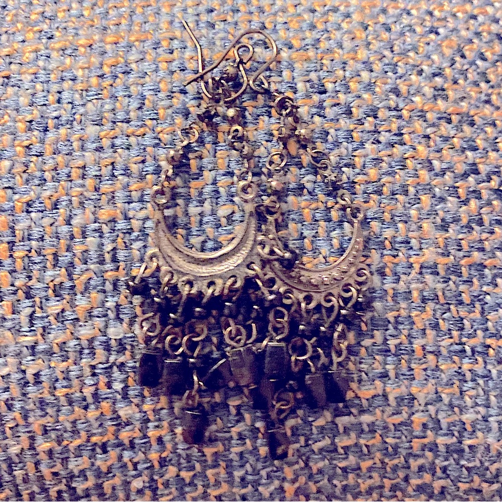 Beaded dangle earrings - one of a kind unique piece made by specialty seller